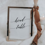 Elegant Black Calligraphy Head Table Number<br><div class="desc">This elegant black calligraphy head table number is perfect for a simple wedding. The neutral design features a minimalist card decorated with romantic and whimsical typography. The card prints on the front and back (double-sided). Other table numbers in the collection are sold separately.</div>