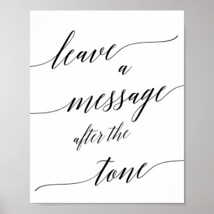 Elegant Black Calligraphy Leave a Message Sign