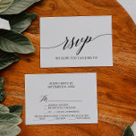 Elegant Black Calligraphy Menu Choice RSVP Card<br><div class="desc">This elegant black calligraphy menu choice RSVP card is perfect for a simple wedding. The neutral design features a minimalist card decorated with romantic and whimsical typography. This wedding response card conveniently asks guests what meal they would like at your reception.</div>