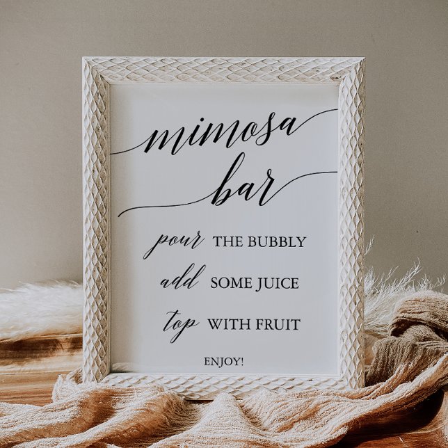 Elegant Black Calligraphy Mimosa Bar Sign (Creator Uploaded)
