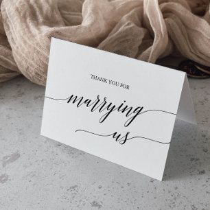 Elegant Black Calligraphy Officiant Thank You Card