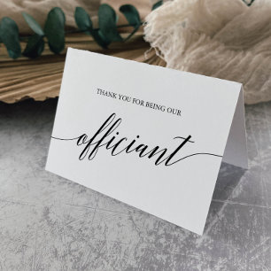 Elegant Black Calligraphy Officiant Thank You Card