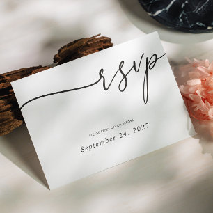 Elegant Black Calligraphy on White Wedding RSVP Card