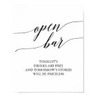 Elegant Black Calligraphy Open Bar Sign
