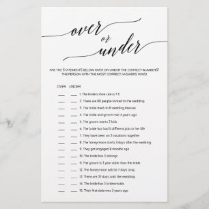 Elegant Black Calligraphy Over or Under Game