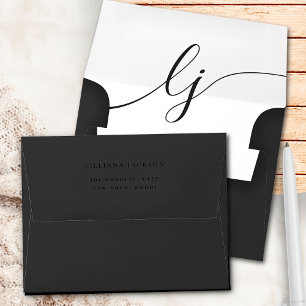 Elegant Black Calligraphy Personalised Stationery Envelope
