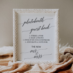 Elegant Black Calligraphy Photobooth Guest Book