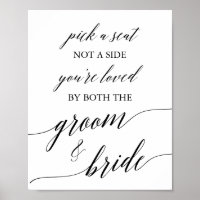 Elegant Black Calligraphy Pick A Seat Sign