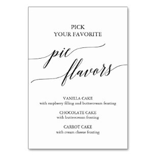Elegant Black Calligraphy Pie Flavours Sign Card