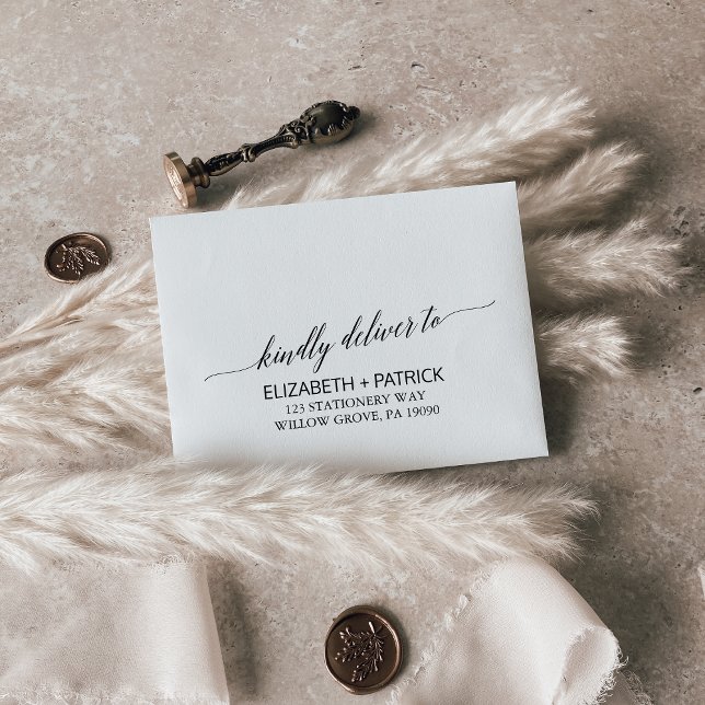 Elegant Black Calligraphy Printed Address RSVP Envelope (Creator Uploaded)