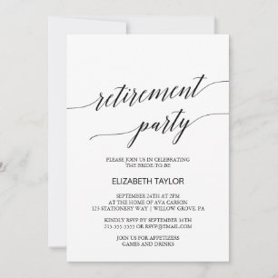 Elegant Black Calligraphy Retirement Party Invitation