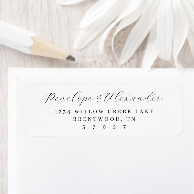 Elegant Black Calligraphy Return Address Label (Insitu)