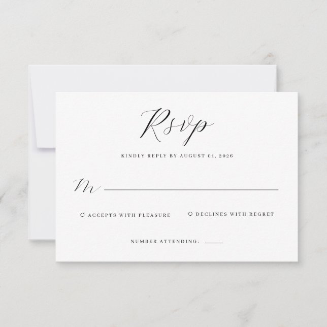 Elegant Black Calligraphy RSVP Card (Front)