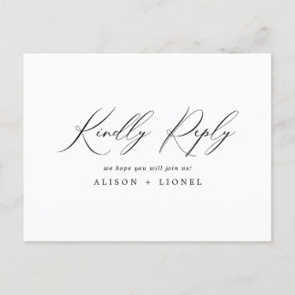 Elegant  Black Calligraphy RSVP Postcard