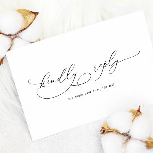 Elegant Black Calligraphy RSVP Postcard