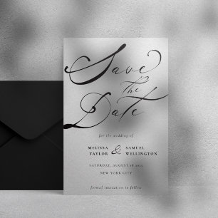 Elegant Black Calligraphy Script Wedding Save The Date