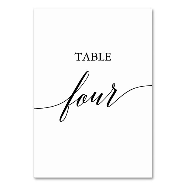 Elegant Black Calligraphy Table Four Table Number (Front)