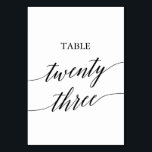 Elegant Black Calligraphy Table Number 23<br><div class="desc">This elegant black calligraphy table twenty three table number is perfect for a simple wedding. The neutral design features a minimalist card decorated with romantic and whimsical typography. The card prints on the front and back (double-sided). Other table numbers in the collection are sold separately.</div>