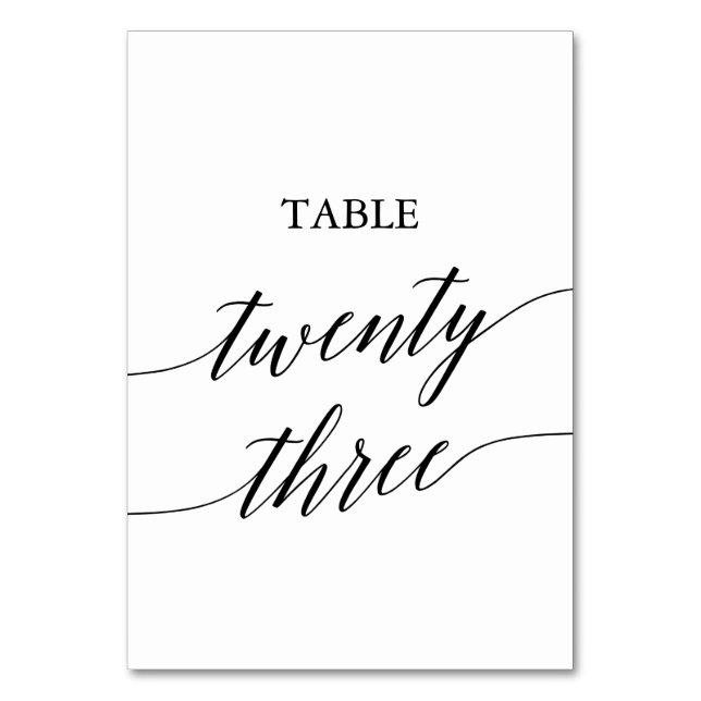 Elegant Black Calligraphy Table Number 23 (Front)