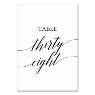 Elegant Black Calligraphy Table Number 38