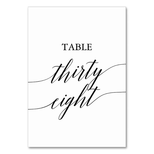 Elegant Black Calligraphy Table Number 38 (Front)
