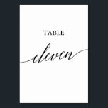 Elegant Black Calligraphy Table Number Eleven<br><div class="desc">This elegant black calligraphy table number eleven is perfect for a simple wedding. The neutral design features a minimalist card decorated with romantic and whimsical typography. The card prints on the front and back (double-sided). Other table numbers in the collection are sold separately.</div>