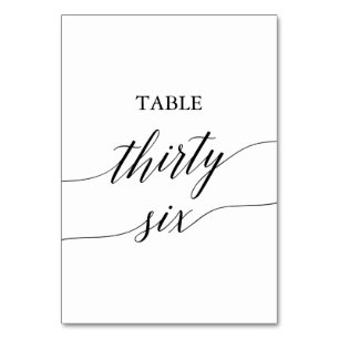 Elegant Black Calligraphy Table Number Thirty Six