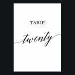 Elegant Black Calligraphy Table Number Twenty<br><div class="desc">This elegant black calligraphy table twenty table number is perfect for a simple wedding. The neutral design features a minimalist card decorated with romantic and whimsical typography. The card prints on the front and back (double-sided). Other table numbers in the collection are sold separately.</div>