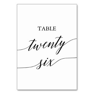 Elegant Black Calligraphy Table Number Twenty Six