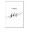 Elegant Black Calligraphy Table Six Table Number