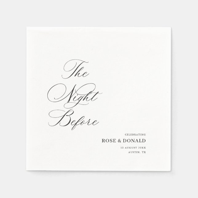 Elegant black calligraphy the night before napkin (Front)