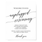 Elegant Black Calligraphy Unplugged Ceremony Sign