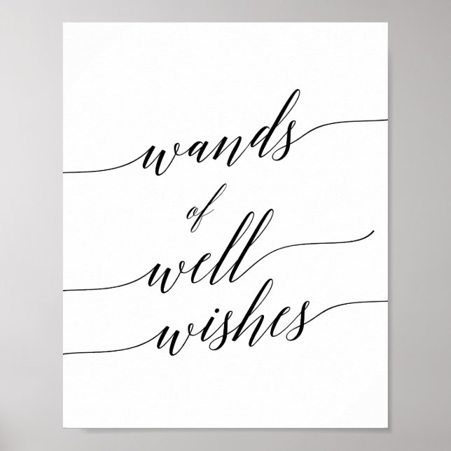 Elegant Black Calligraphy Wands Well Wishes Sign (Front)