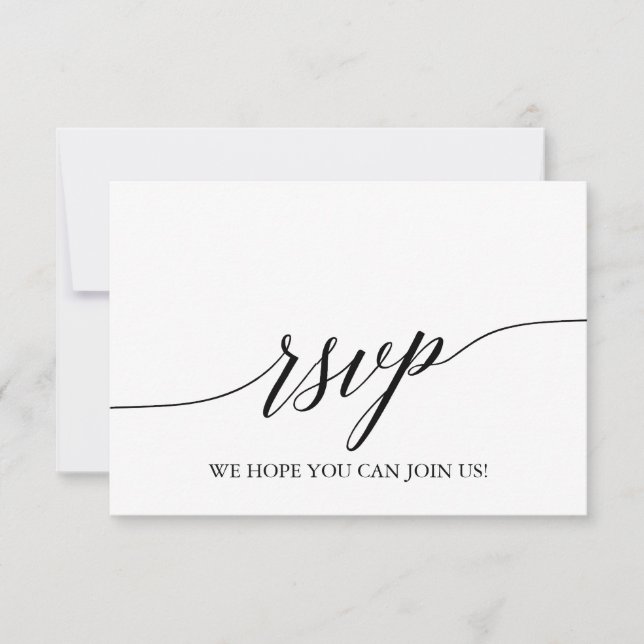 Elegant Black Calligraphy Website RSVP Card (Front)