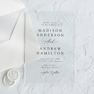 Elegant Black Calligraphy Wedding Acrylic Invitations