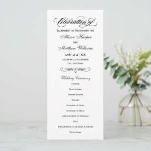 Elegant Black Calligraphy Wedding Ceremony Program