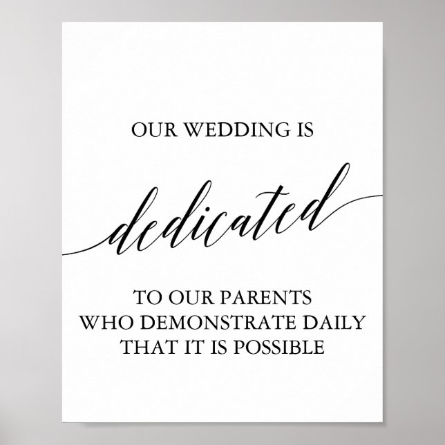 Elegant Black Calligraphy Wedding Dedication Sign (Front)