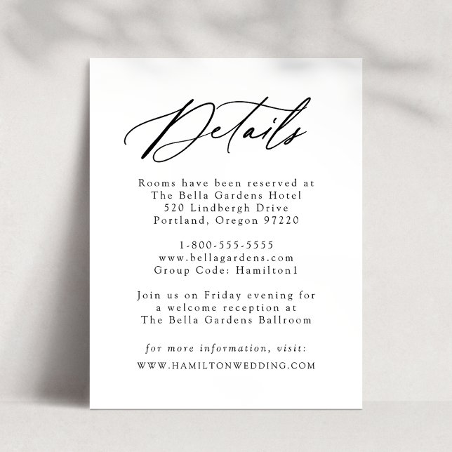 Elegant Black Calligraphy Wedding Details Enclosure Card (Creator Uploaded)