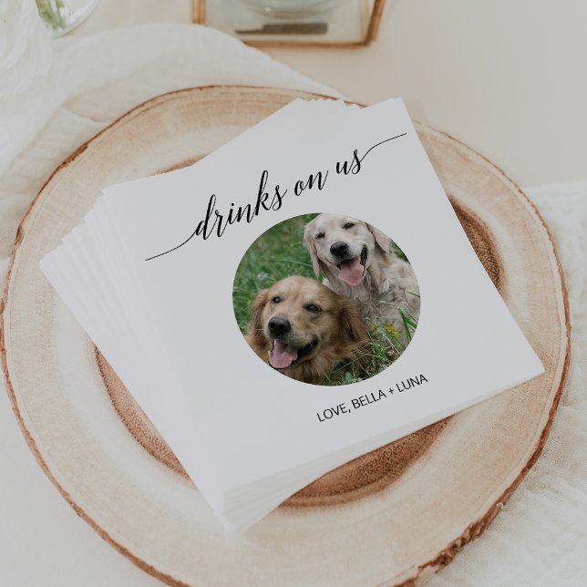 Elegant Black Calligraphy Wedding Dog Cocktail Napkin (Elegant Black Calligraphy Wedding Dog Cocktail Napkins)