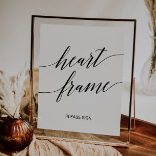 Elegant Black Calligraphy Wedding Heart Frame Poster