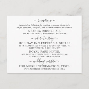 Elegant Black Calligraphy Wedding Information Enclosure Card