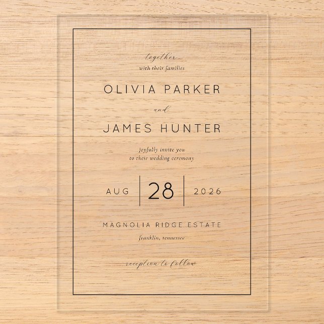 Elegant Black Calligraphy Wedding Invitation (Front)