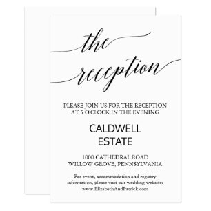 Elegant Black Calligraphy Wedding Reception Card