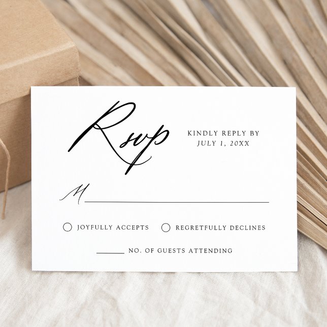 Elegant Black Calligraphy Wedding RSVP Card (Creator Uploaded)