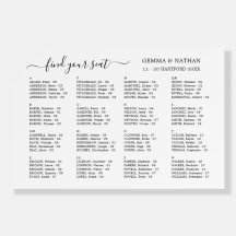 Elegant Black Calligraphy Wedding Seating Chart