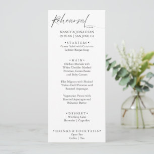Elegant Black Calligraphy White Minimal Rehearsal  Menu