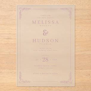 Elegant Black Calligraphy With Floral Acrylic Invitations