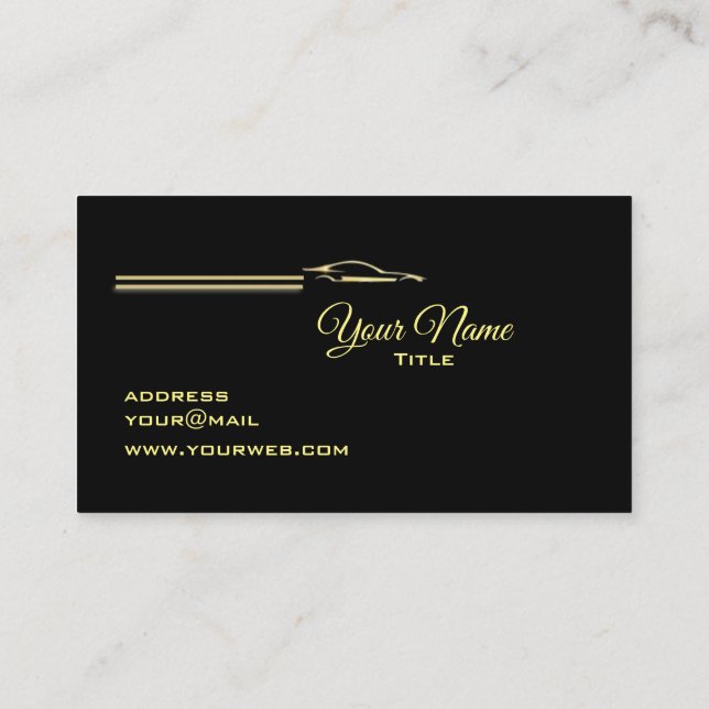 Elegant black car repair business card (Back)