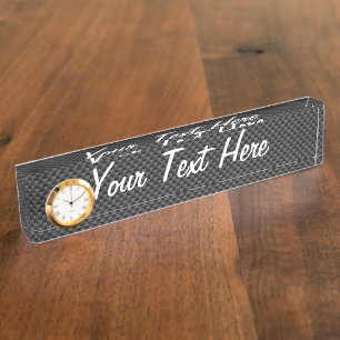 Elegant Black Carbon Fibre Style Print Background Nameplate