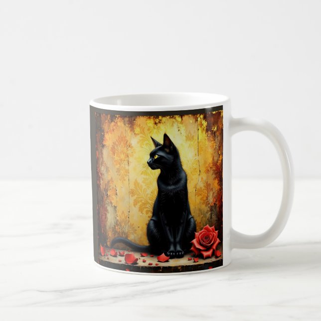 Elegant Black Cat Coffee Mug (Right)